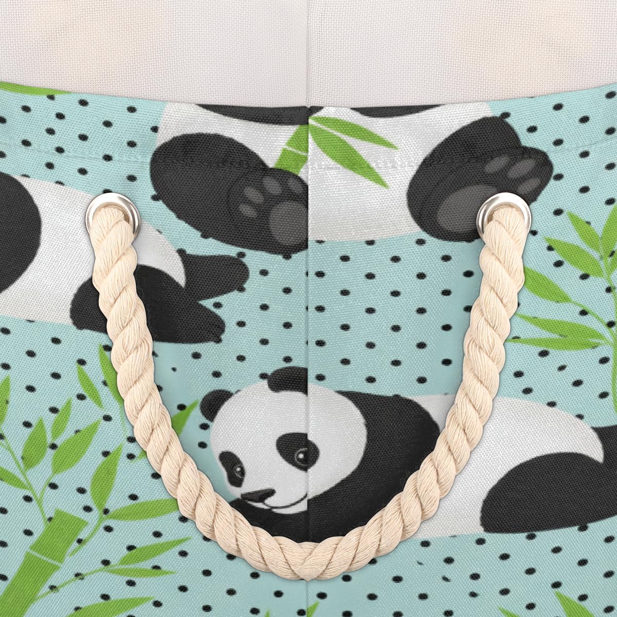 Large Storage Baskets, Pandas Bamboo Nursery Round Collapsible Organizer Bin Box, Laundry Hamper for Kids Toys, Blanket, Bedroom Living Room Home Decor, Gift Basket, 19.4"x13.3"