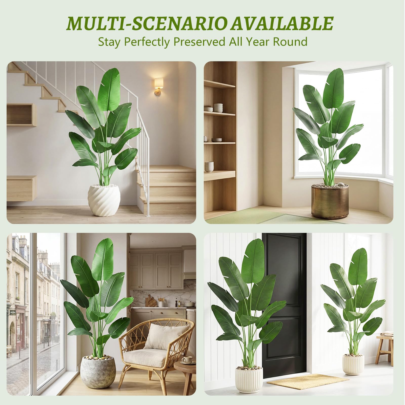 Arbre Artificiel 150m Oiseau du Paradis, Plante Artificielle PE Bananier Artificiel, Fausse Plante Interieur, Palmier Tropical Faux Arbre Vert avec Pot pour Decoration Maison Salon Chambre