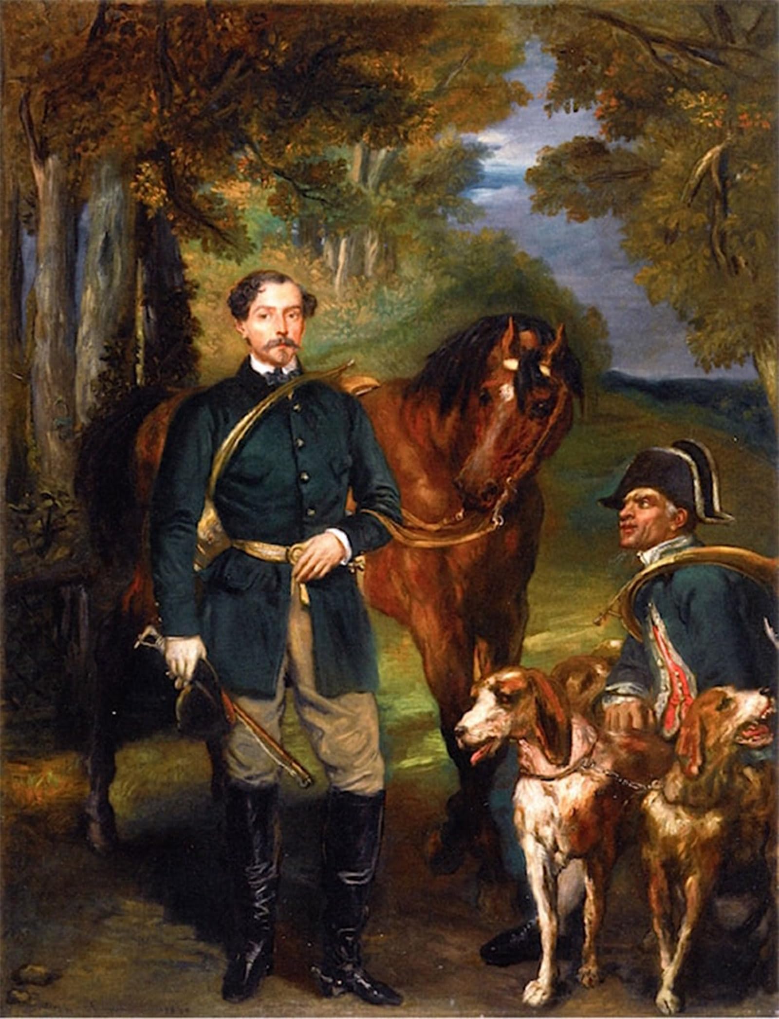 ARTXLXXBN Famous Painting Canvas Artwork Graffiti Print Portrait of Comte Oscar De Ranchicourt Leaving by Theodore Chasseriau Portrait Canvas Image for Home Decor 60x90cm