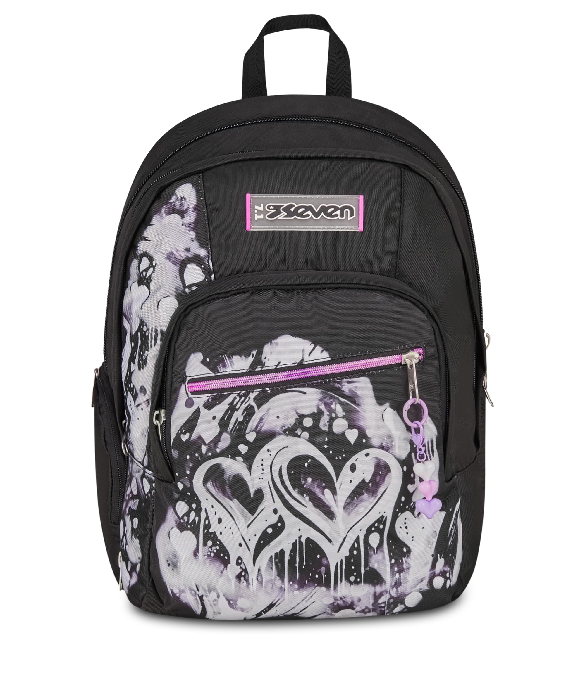 Seven Zaino Scuola Dual Detach PLUMPY LINE GIRL, Nero, 32 L, Doppio Scomparto, Multifunzione, Zaino Staccabile, Tasca con organizer, Scomparto porta pc, Scuola media e superiore, Bambina, Ragazza