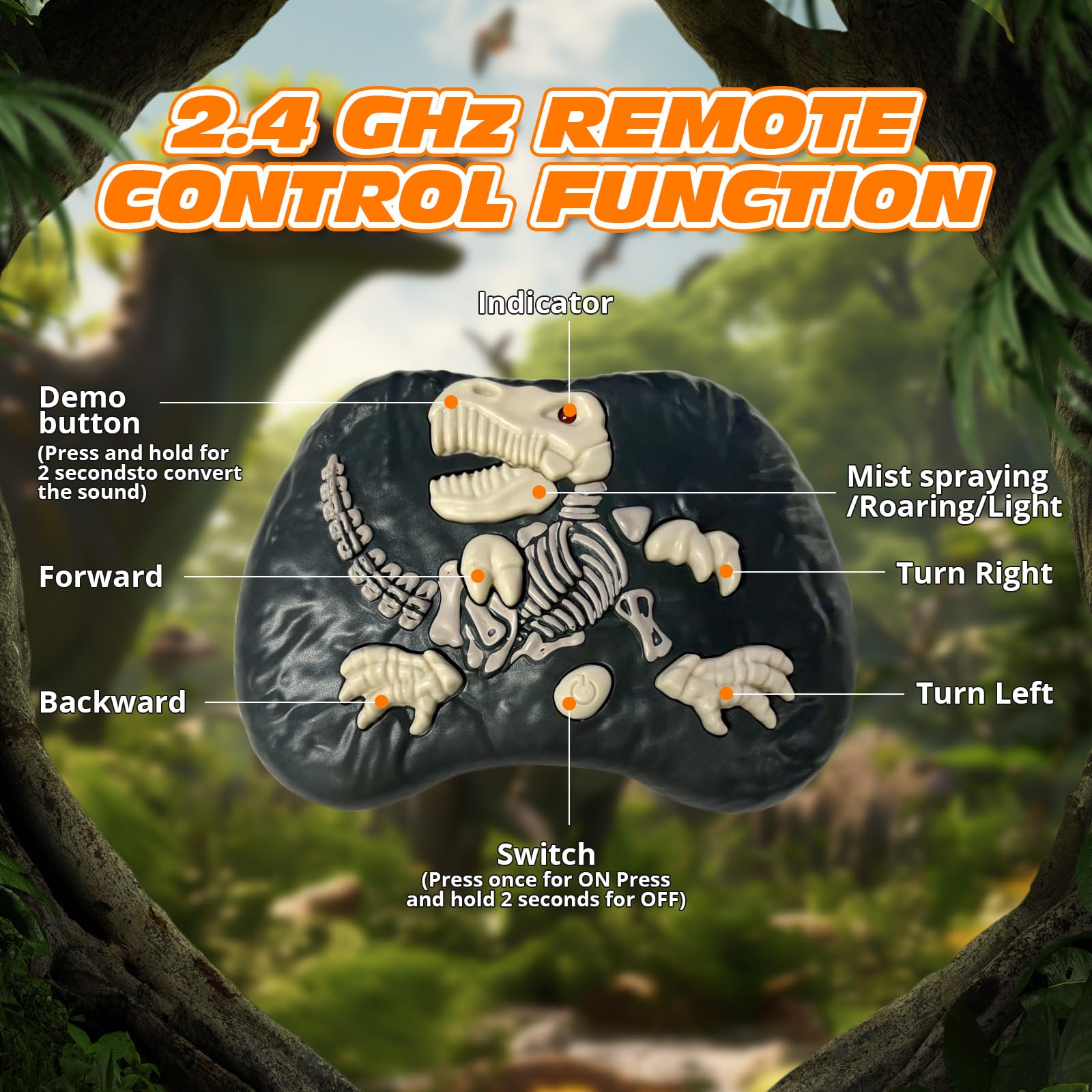 Tecnock 2025 Dinosaure Télécommandé Rechargeable pour Enfants, Robot T-Rex avec Lumières, Sons, Pulvérisation, Marche Réaliste, Télécommande 2.4GHz, 60 Min de Jeu, Cadeau Garçon Fille 3+ Ans