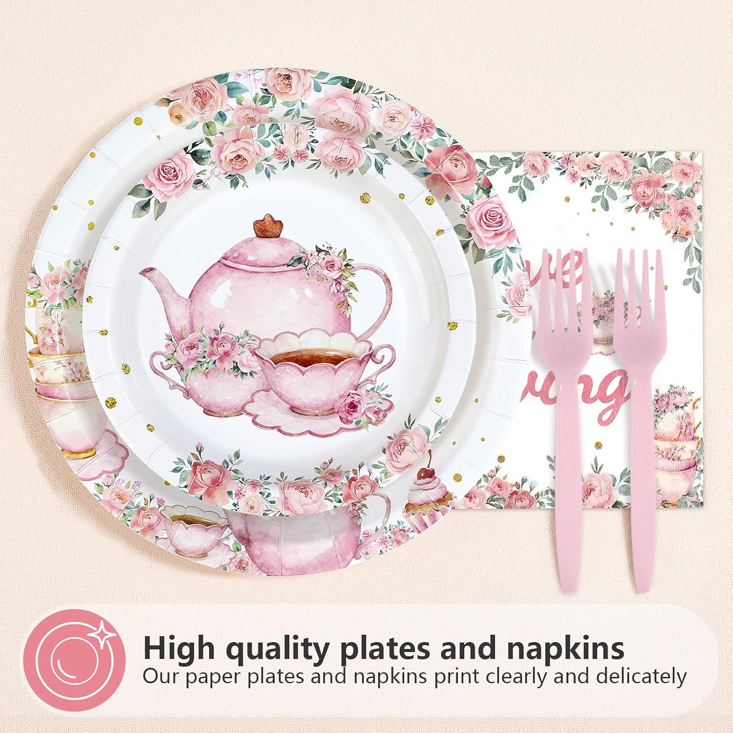 96Pcs Tea With the Bride To Be Party Decorations Floral Tea Bridal Shower Plates and Napkins Love is Brewing Decorations for Spring Engagement Wedding Bachelorette Party Supplies Serves 24
