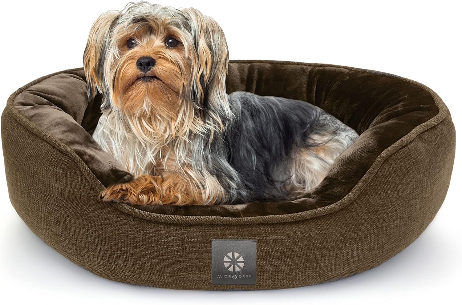 MICRODRY – Soft, Cozy & Plush Dog Pet Bed, Machine Washable, Self Warming - Medium to Large Size Dogs - 36x26x8 inches, Linen