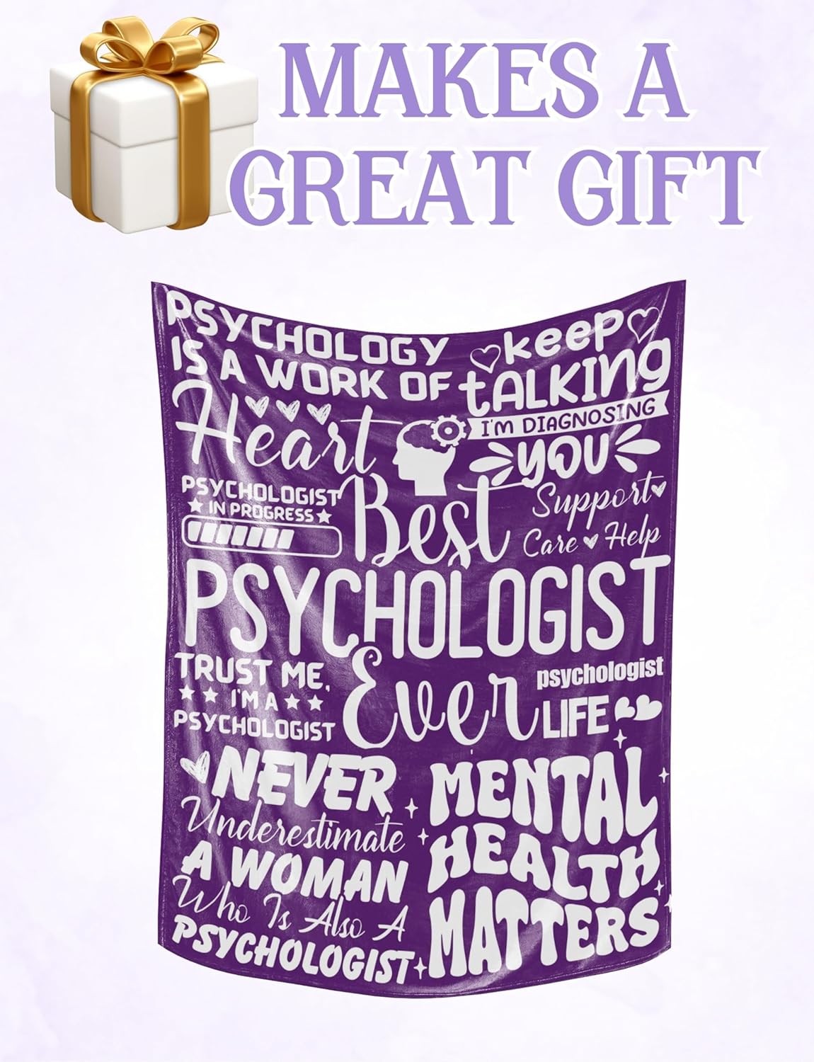 School Psychologist Gifts Blanket for Women, Therapist Gifts, Flannel Blanket Throws (50"x 65") as Christmas, Birthday Gift for Psychologists
