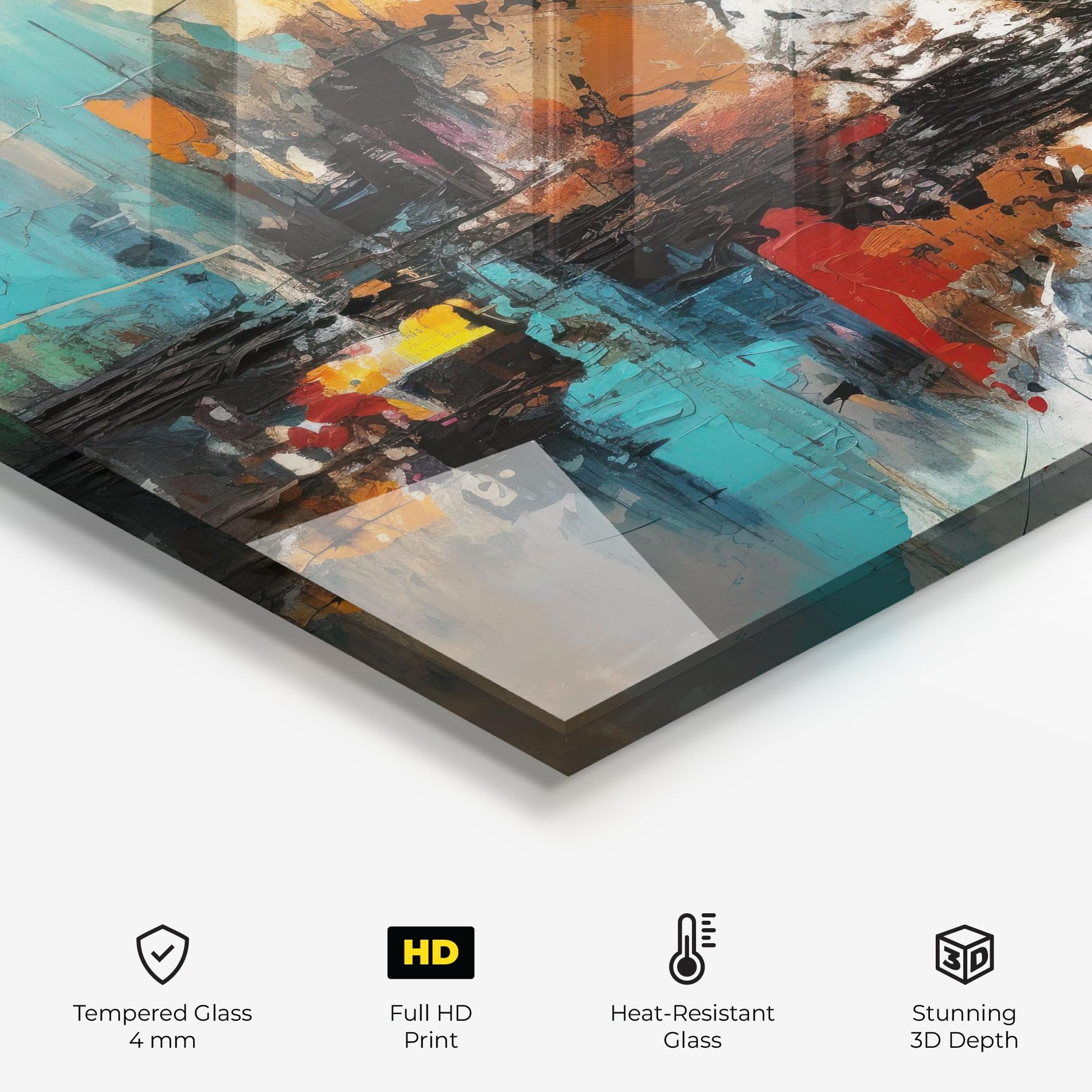 ARTHUB® Paraschizzi Cucina in Vetro temperato 50x70 cm, Abstract City Painting | Protezione Contro Gli Schizzi, Protezione murale per fornelli, Vetro temperato, Astratto, Arte Astratta