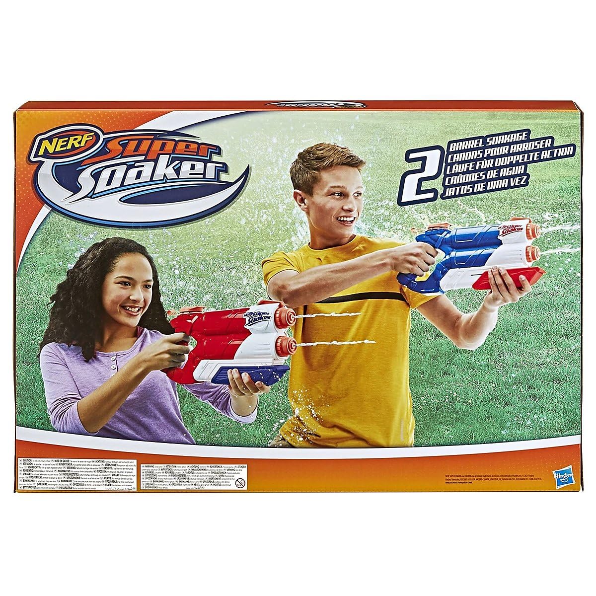 NERF Super Soaker Twin Tide Pack de deux - 2 pistolets à eau avec 2 canons chacun | Blasteur à eau à pompe 2 pièces - Réservoir de 975 ml - Jouet d’été pour enfants à partir de 6 ans