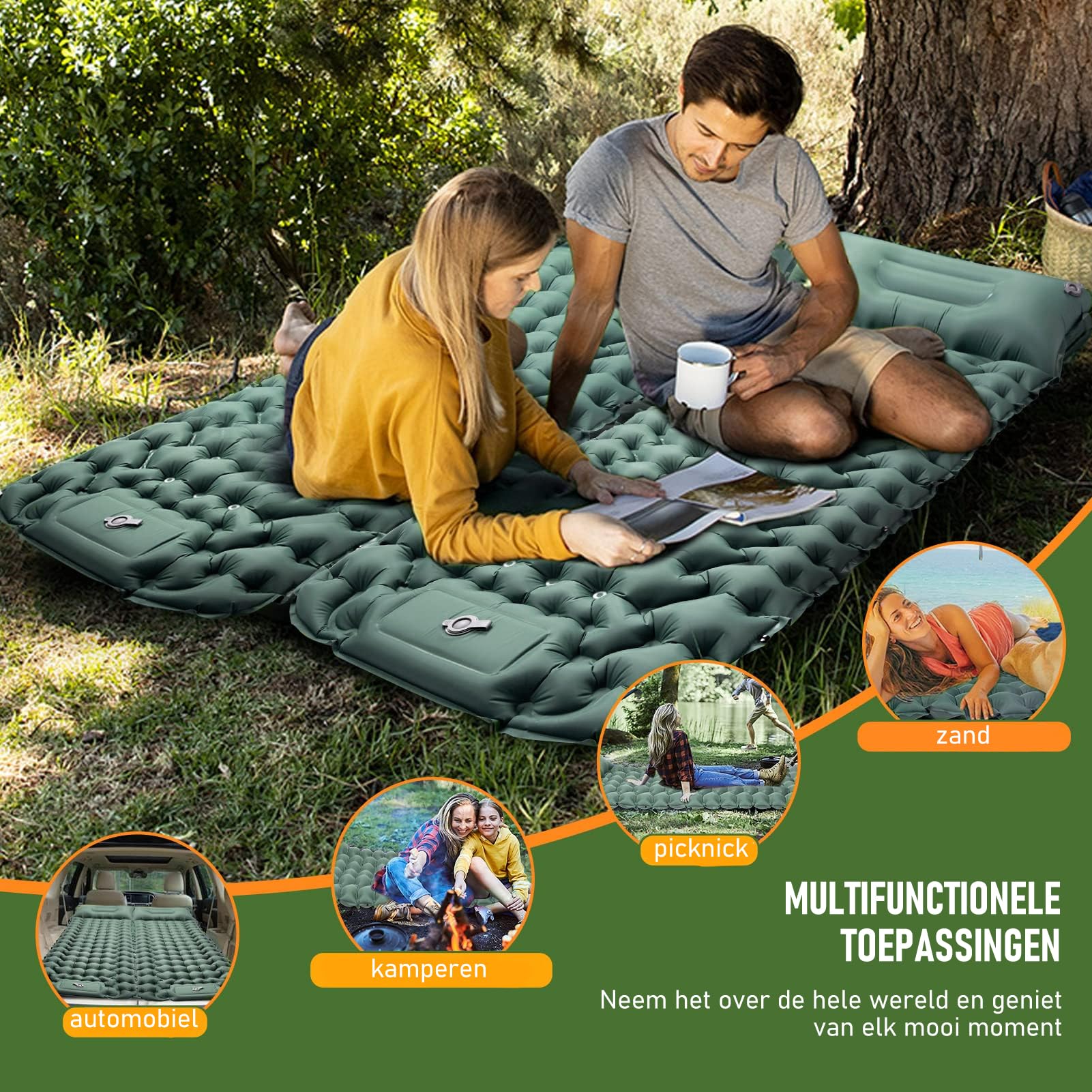 CALIYO Isomatte Camping – Verdickte Luftmatratze mit FußpressPumpe, Ultraleicht & Wasserdicht | Integriertes Kopfkissen, Kleines Packmaß für Outdoor, Wandern, Zelte & Reisen