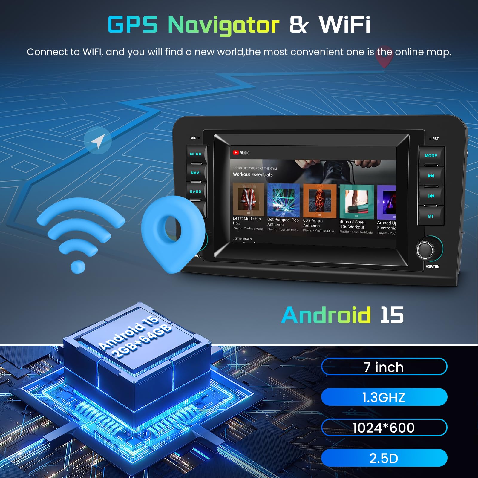 Hodozzy 2G+64G Radio para Mercedes-Benz Clase ML GL W164 X164 ML300 320 350 450 500/ GL420 con Carplay Android Auto Inalambrica, Radio Coche 2 DIN 7 Pulgadas Pantalla Táctil GPS Bluetooth WiFi Cámara