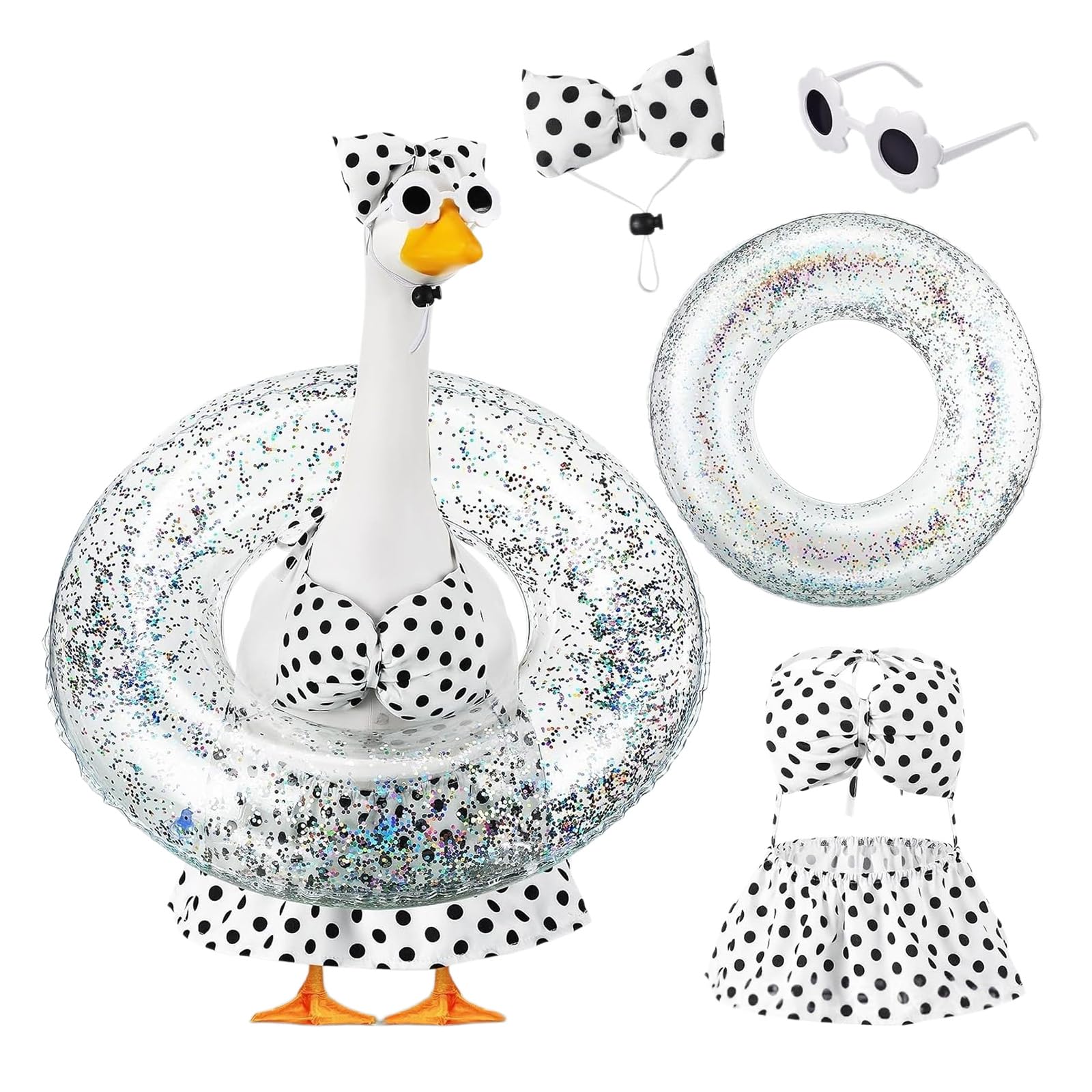 Limtula Porch Geese Outfits Swimsuit with Accessories Holidays Celebration Decoration Geese Attire Accessories Outdoor Holiday Waterfowl Ornament