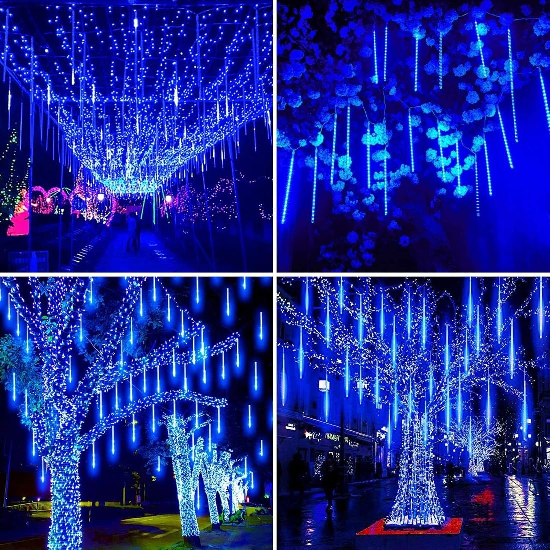 Adecorty Luces de Navidad para exteriores con certificación UL, 24 tubos, 576 LED (equivalente a 3 juegos de 8 tubos), luz de lluvia de meteoritos, luces de carámbano para decoraciones de Navidad