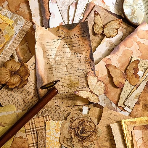 100 Sheets Vintage Scrapbook Papers Journaling Scrapbooking Supplies Kit junk journal supplies Decorative Craft Paper for Planner, Collage Paper Embellishment