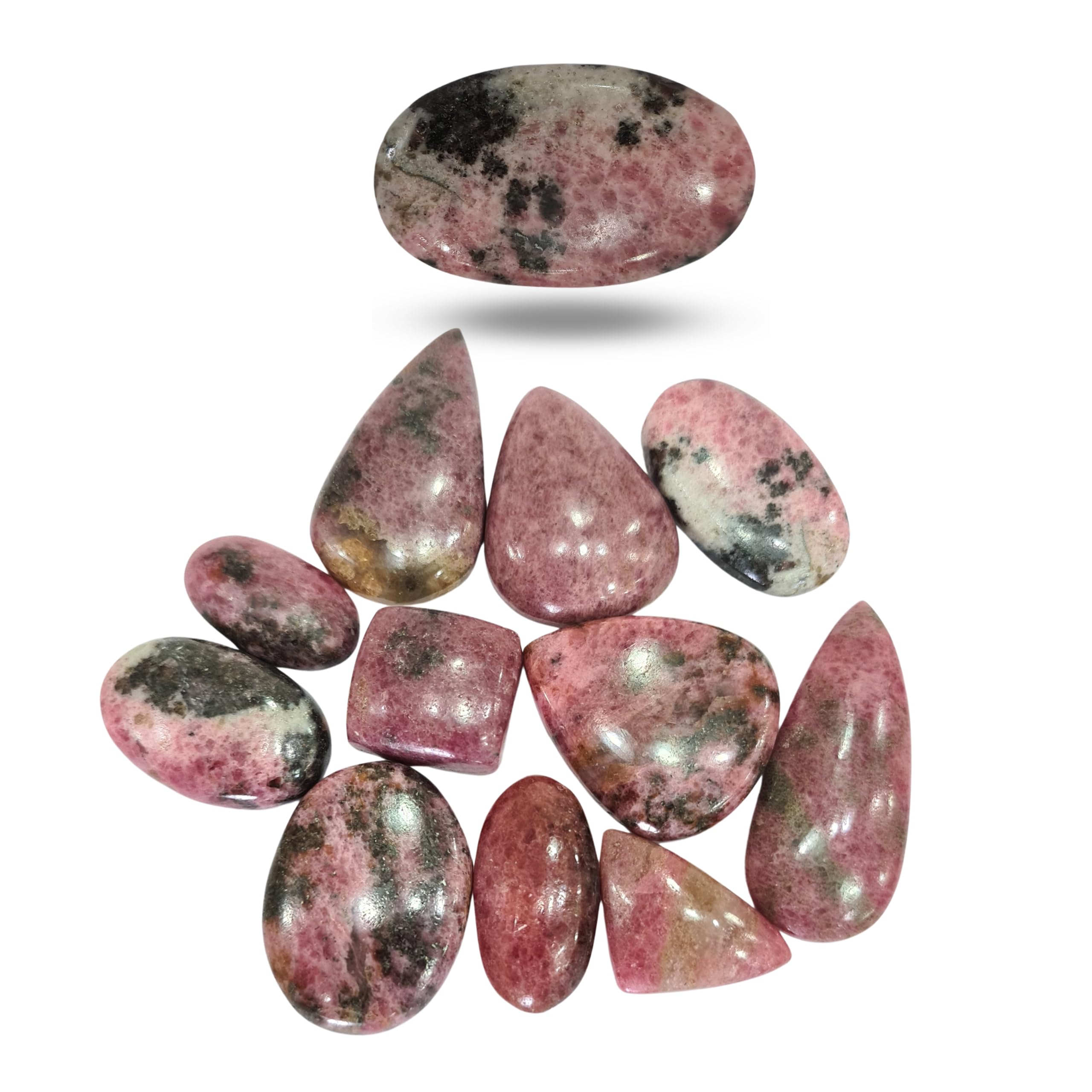 JAI GEMS5 Pcs Natural Pink Rhodonite Crystal Cabochon Pear & Oval Shapes in sizes of 25-35MM | Jewelry Making Supplies | Wire wrapping Jewelry| GIft for her, 25-35mm, Gemstone, pink rhodonite