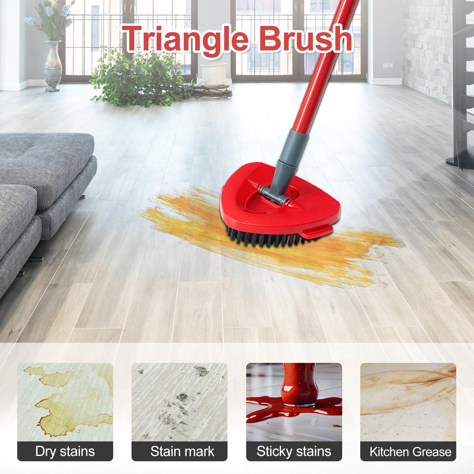 DLAIMI Mango de fregona de repuesto para Ocedar, 4 secciones de 30 a 58 pulgadas, longitud extensible, para recambios de fregonas giratorias Ocedar y limpieza de pisos, incluye base y cepillo para