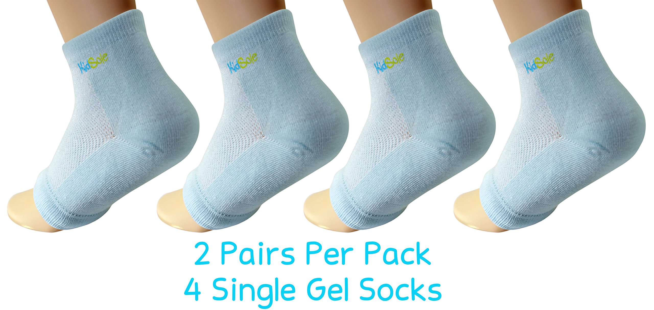 KidSole gelieren sport socken für kinder mit ferse empfindlichkeit, us-größen 2-7 (blau)