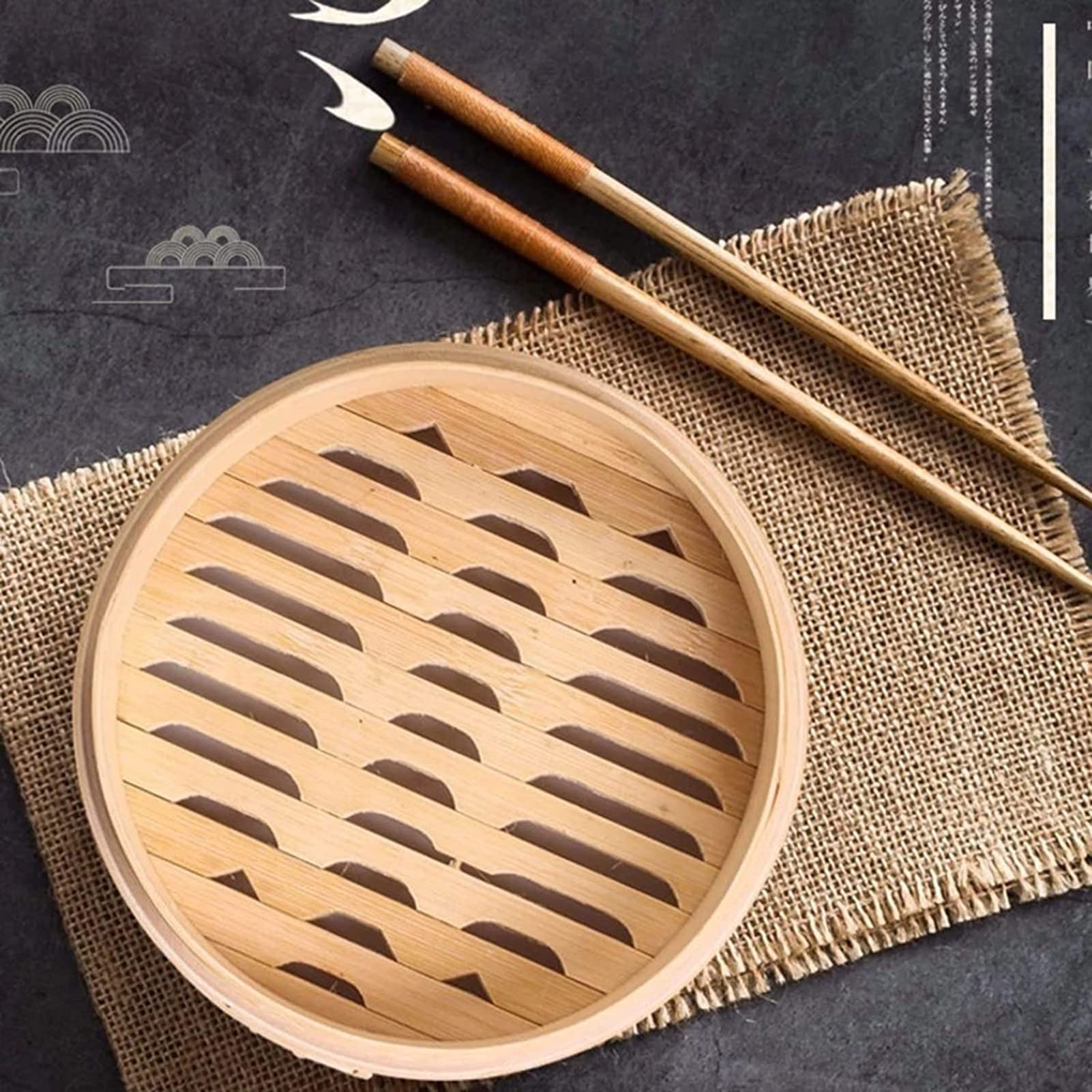 Bambus-Dämpfkorb mit Deckel, Kochutensilien, Knödeldampfer, ideal für Dim Sum, Hähnchen, Fisch, Gemüse – Dampfkorb