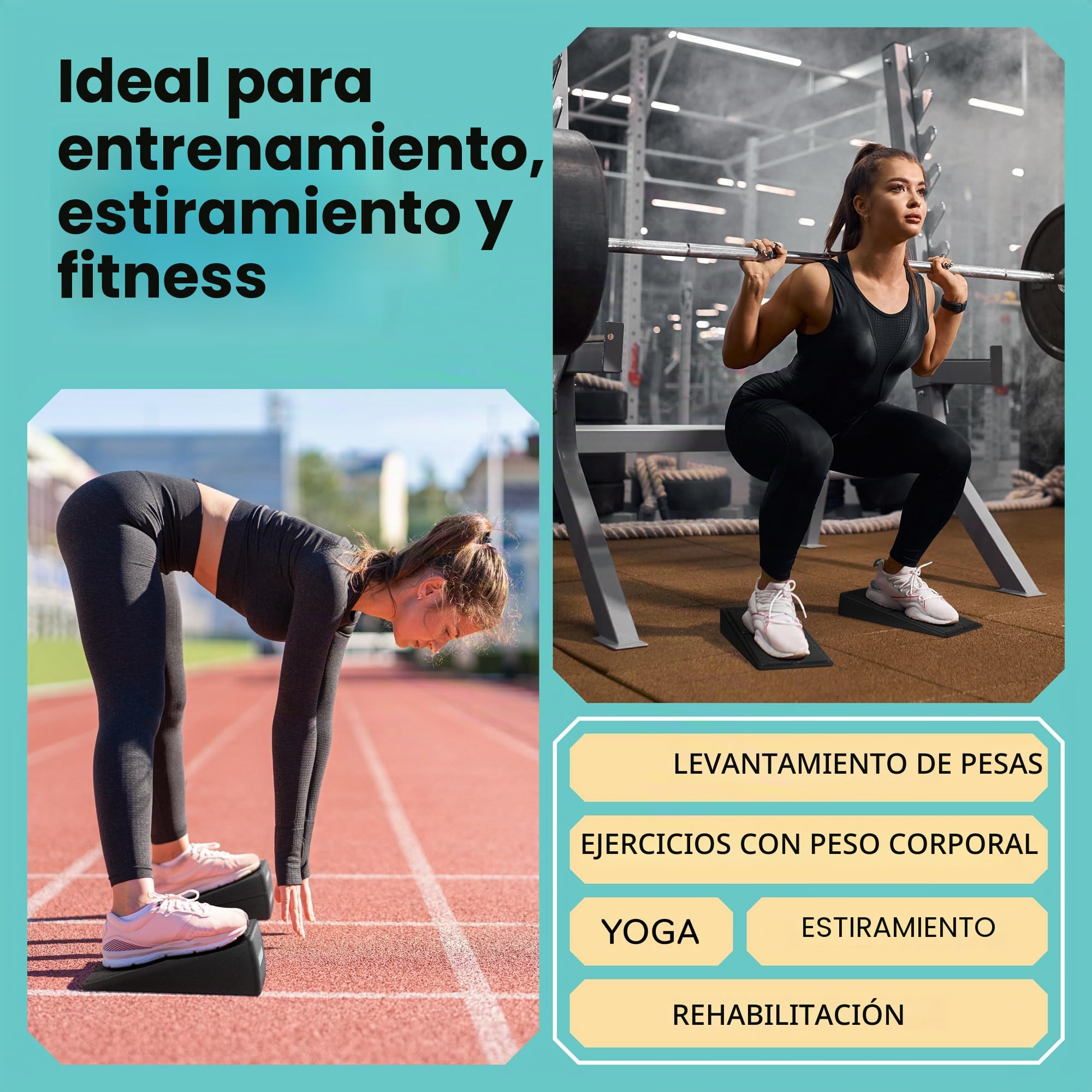 ZocoSquat Cuñas para Sentadillas – Inclinación Ajustable (8.5° y 17°) – Mejora la Profundidad de la Sentadilla, Movilidad del Tobillo y Seguridad Articular – Tabla Inclinada Ligera de Espuma EPP