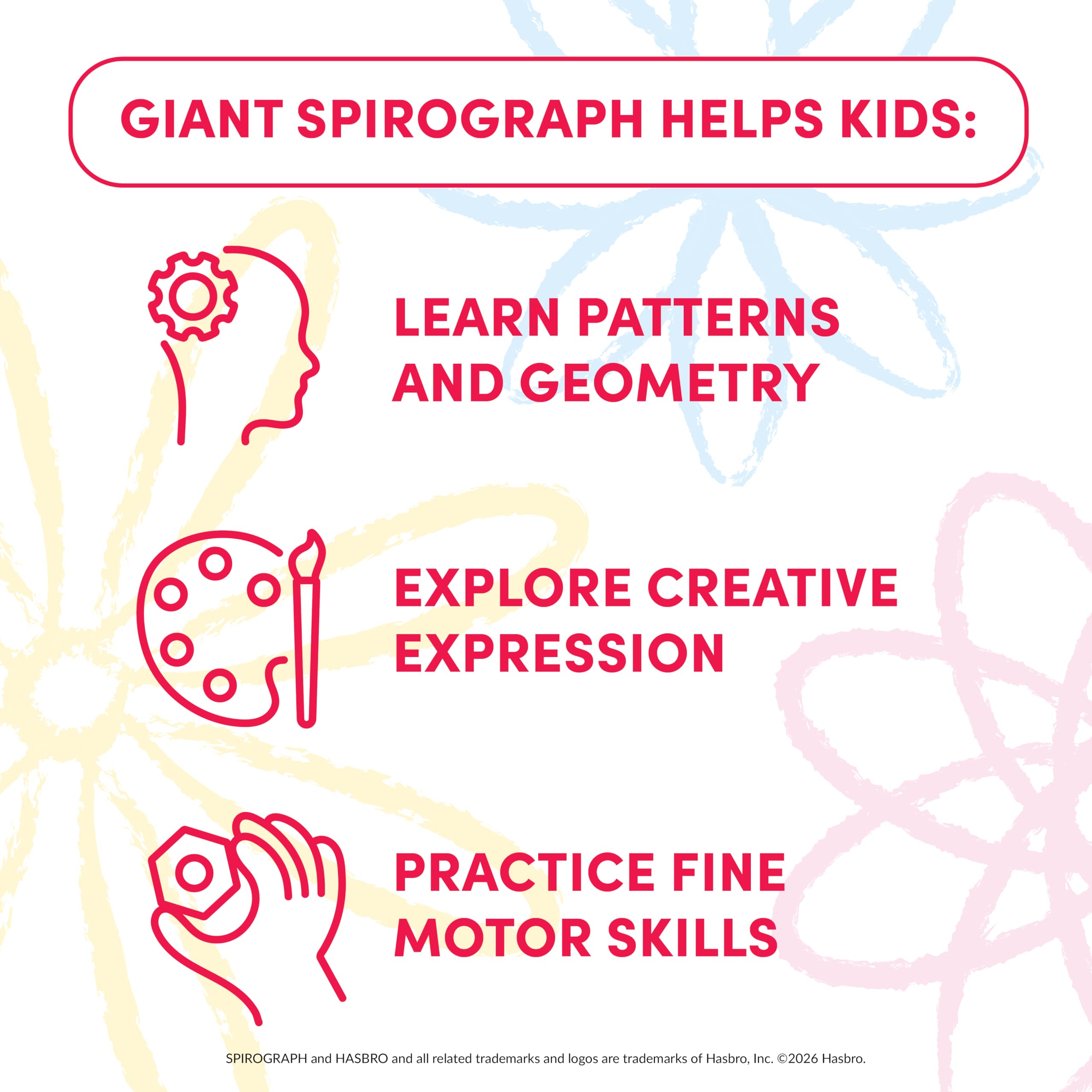 Spirograph Giant Outdoor Jumbo Sidewalk Chalk - Arts and Crafts - Outdoor Activities - Outdoor Toys, Kids Toys, Art Supplies, Craft Supplies, Drawing Kit, Spiral Art, Ages 5+
