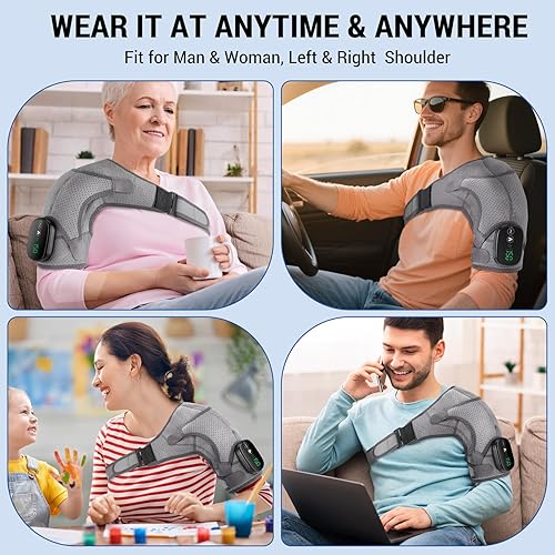 Miniatura 5 de Envoltura térmica para el hombro con masaje, almohadilla térmica de hombro para manguito rotador, hombro congelado, almohadillas térmicas de hombro