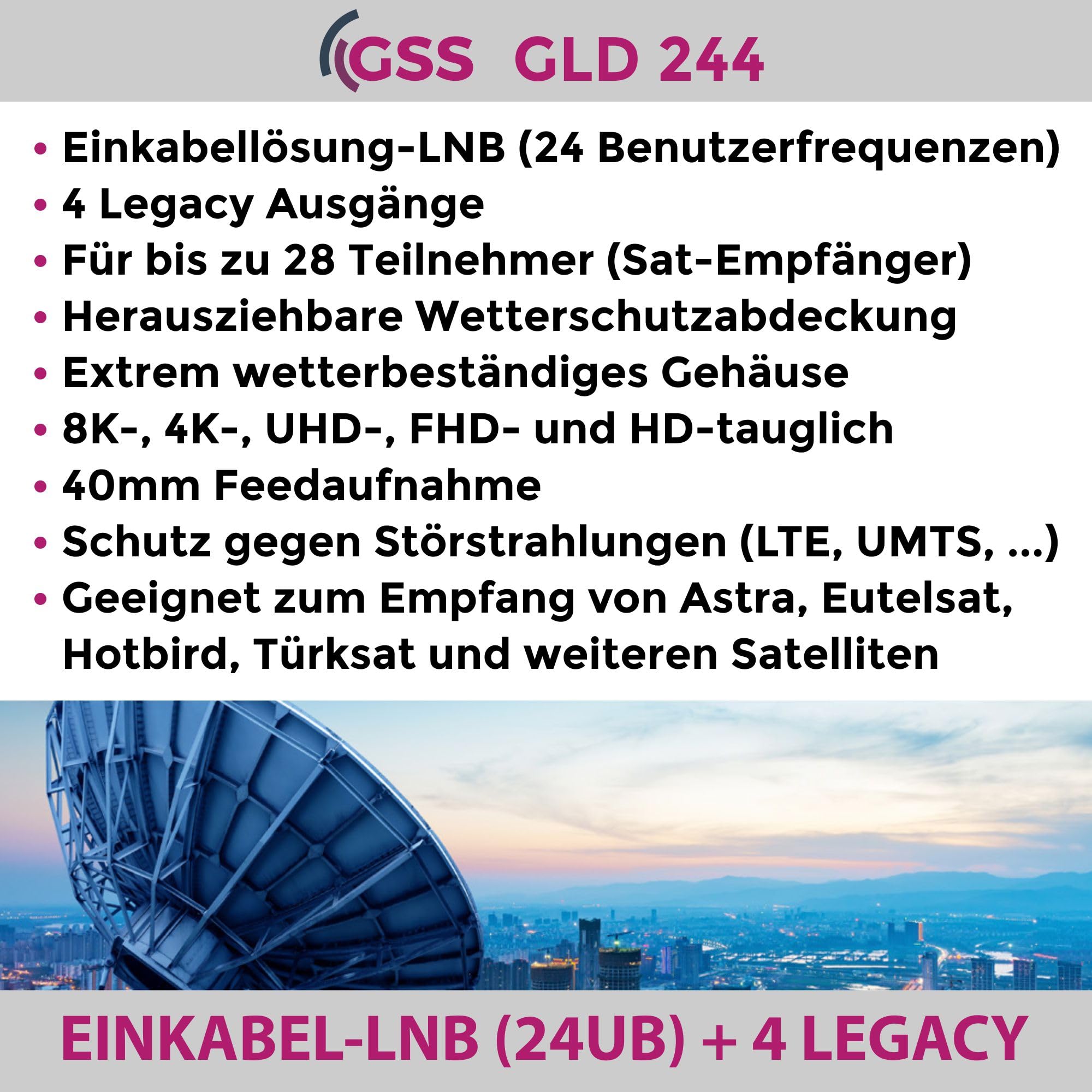 Anadol Premium Unicable LNB Unikabel 4 für Satellit 3 Legacy 7-Fach
