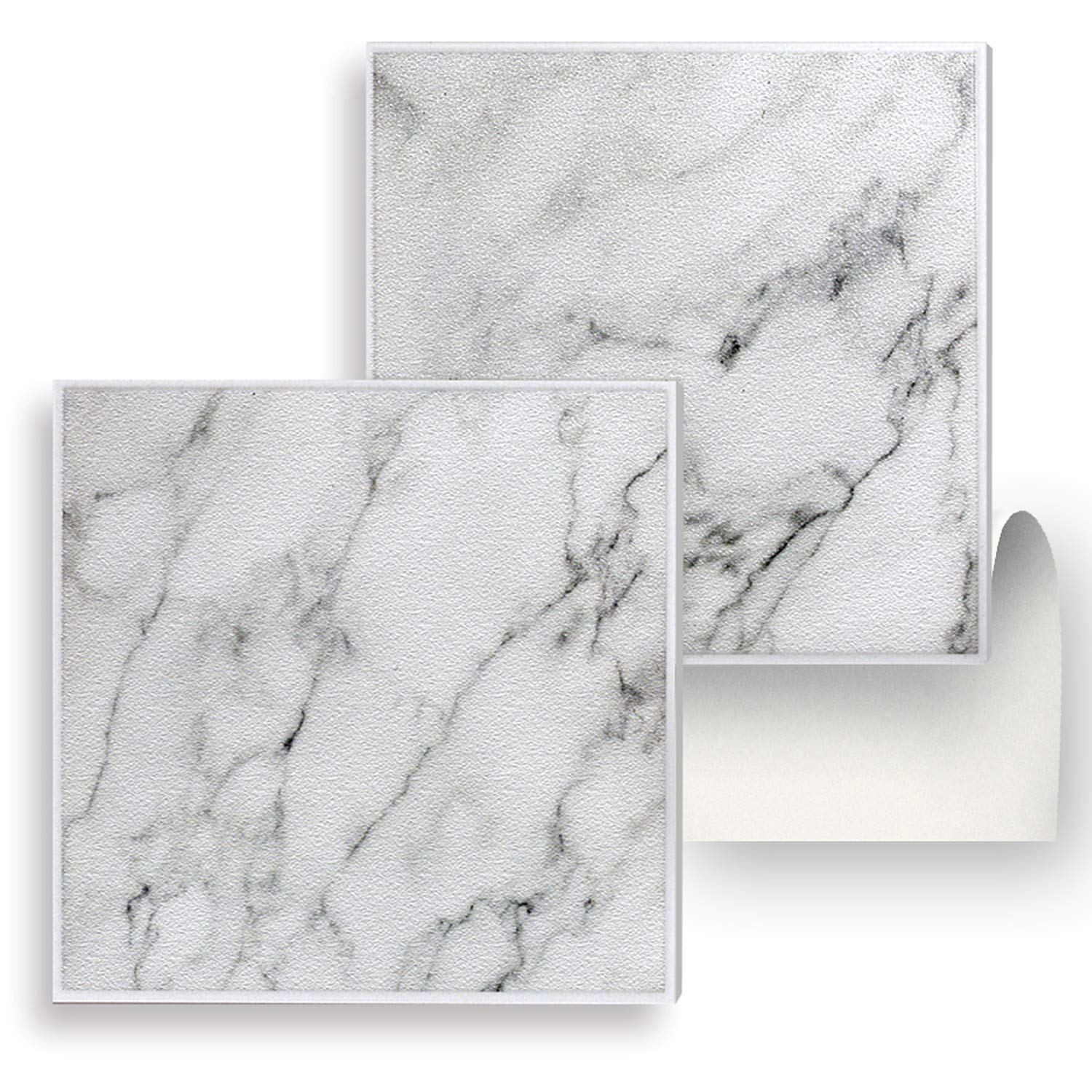 8 Self Adhesive Tiles: Natural Marble - 6" x 6", Thick, Self Adhesive Stick on Wall Tile, Stickers, transfers, Decals. Over Any Size of Smooth Tiles or onto Any Smooth Wall Surface