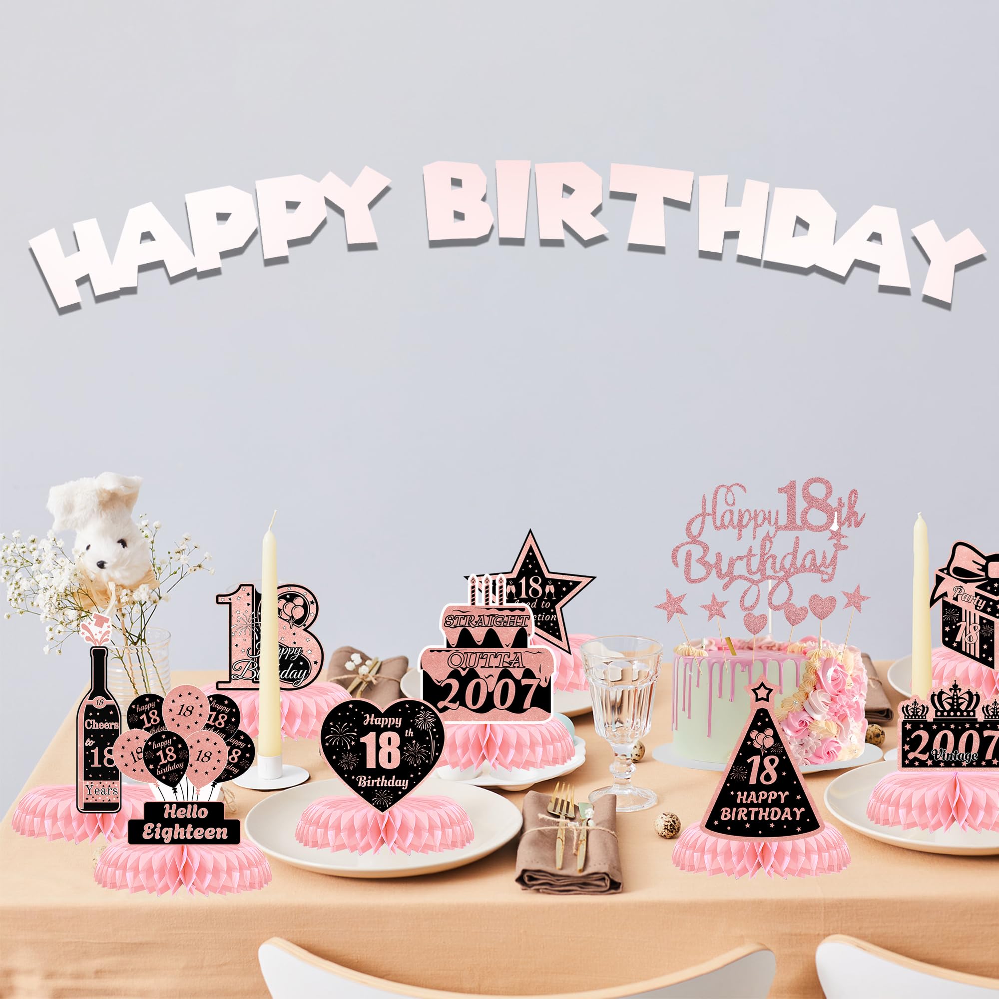 18th Birthday Decorations For Girls – 8-Piece Teal Honeycomb Centerpiece Set