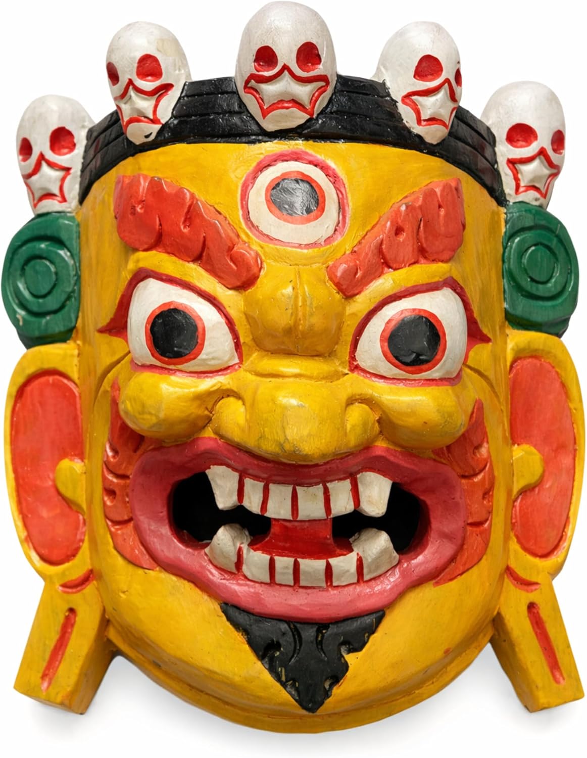 QT S Bhairab Wooden Wall Deco Mask Hand Crafted God Shiva Mahakala Kaal Bhairab Buddhism Mask for Home Decoration Wall Hanging Lord Mahakal Bhairab Wooden Wall Sculptor Mask Handmade in Nepal