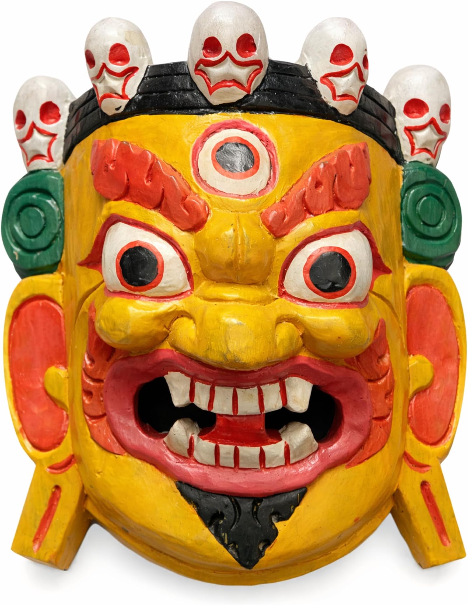 QT S Bhairab Wooden Wall Deco Mask Hand Crafted God Shiva Mahakala Kaal Bhairab Buddhism Mask for Home Decoration Wall Hanging Lord Mahakal Bhairab Wooden Wall Sculptor Mask Handmade in Nepal