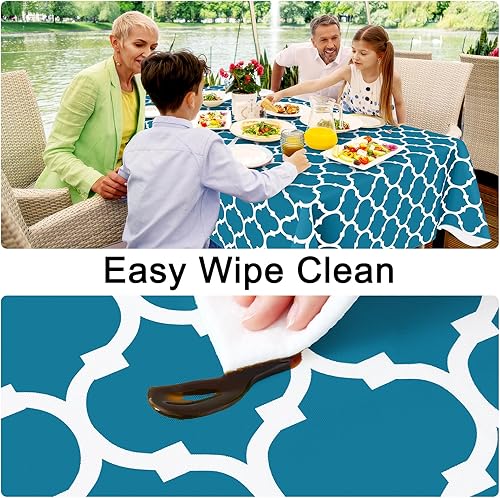 Miniatura 3 de Smiry - Mantel rectangular de vinilo impermeable con reverso de franela, lavable, a prueba de derrames, para mesa rectangular, comedor, campamento,