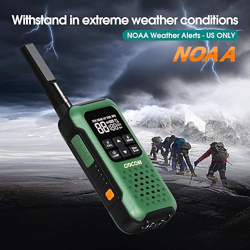 Miniatura 4 de Walkie Talkies para adultos de largo alcance, radios bidireccionales, impermeable IP67, FRS, VOX manos libres, alerta meteorológica NOAA, 22