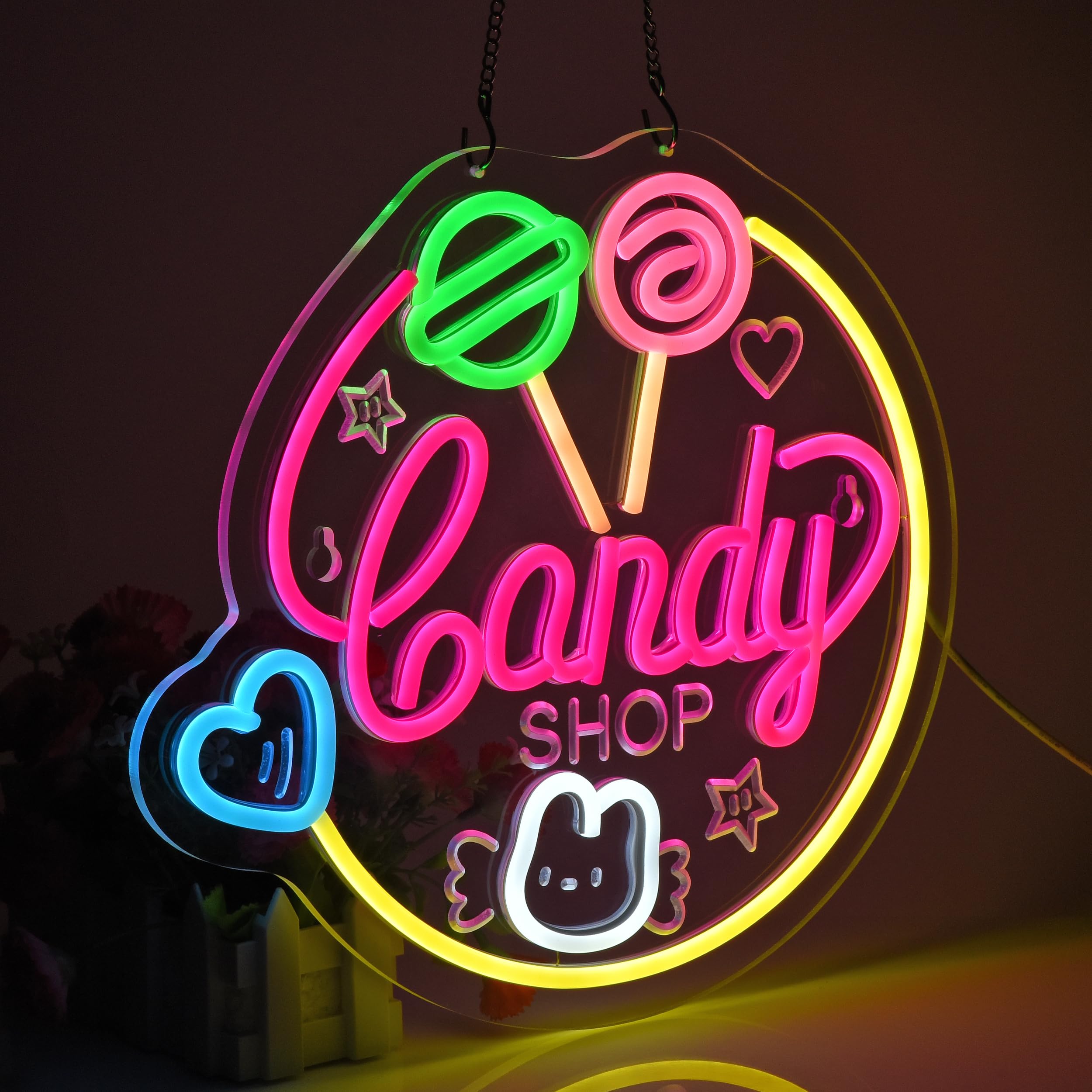 ジェリーベリー　ライトアップ看板　ストアディスプレイ　アメトイ　ネオンサイン Amazon | JOMOBUTY CANDYネオンサイン 多階段調光可 LED 飴