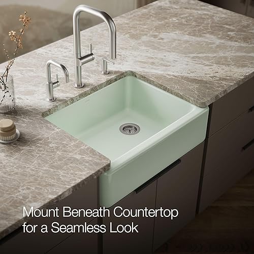 Vista 139 de Kohler Fregadero de la granja Kohler Whitehaven, Frente al delantal altos, K-6489-0, Blanco