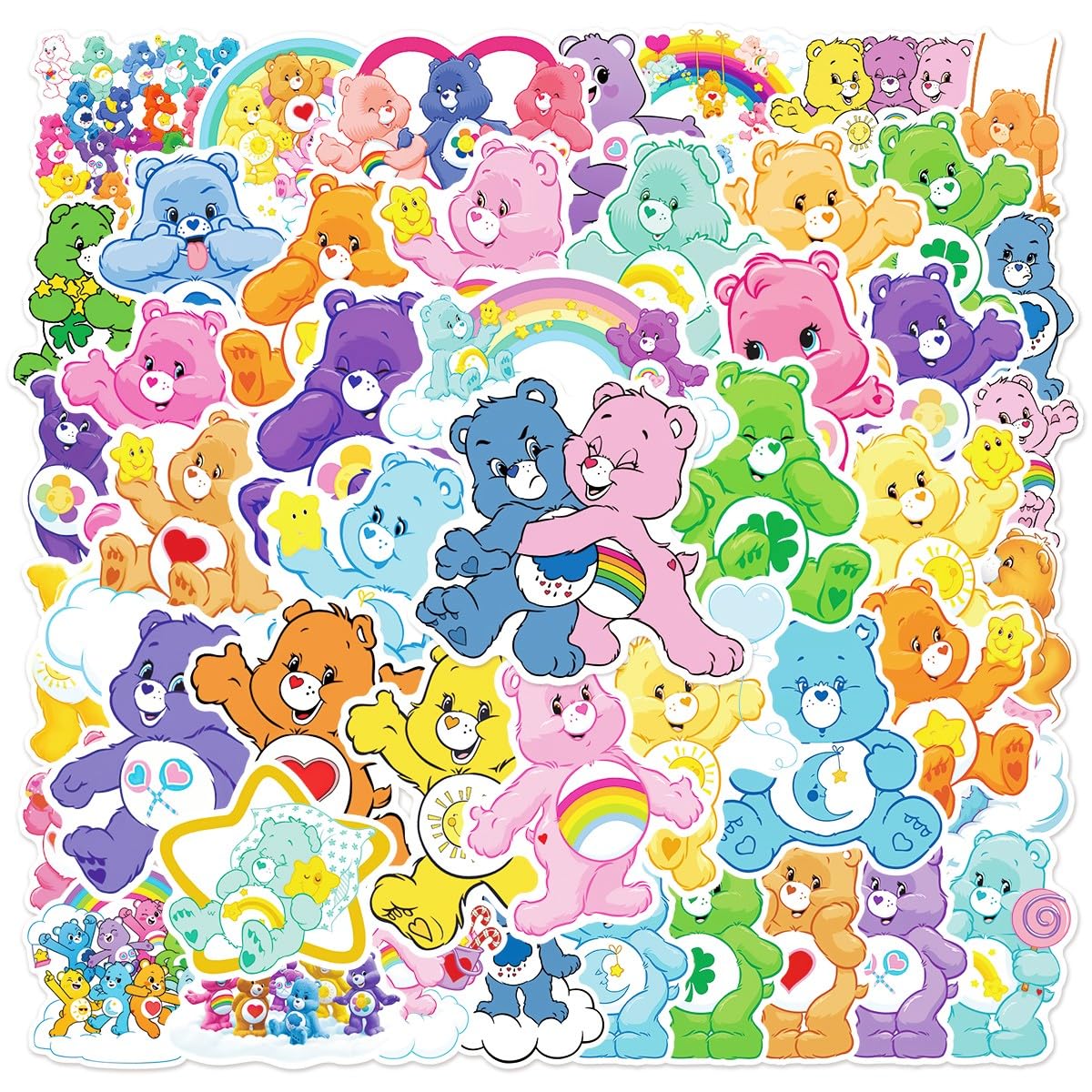 50 PCS Cute Bears Stickers Pack,Colorful Waterproof Stickers. Vinyl Stickers for Water Bottles, Laptop Stickers Deco for Teens Girls Kids Adults. (Color 1)