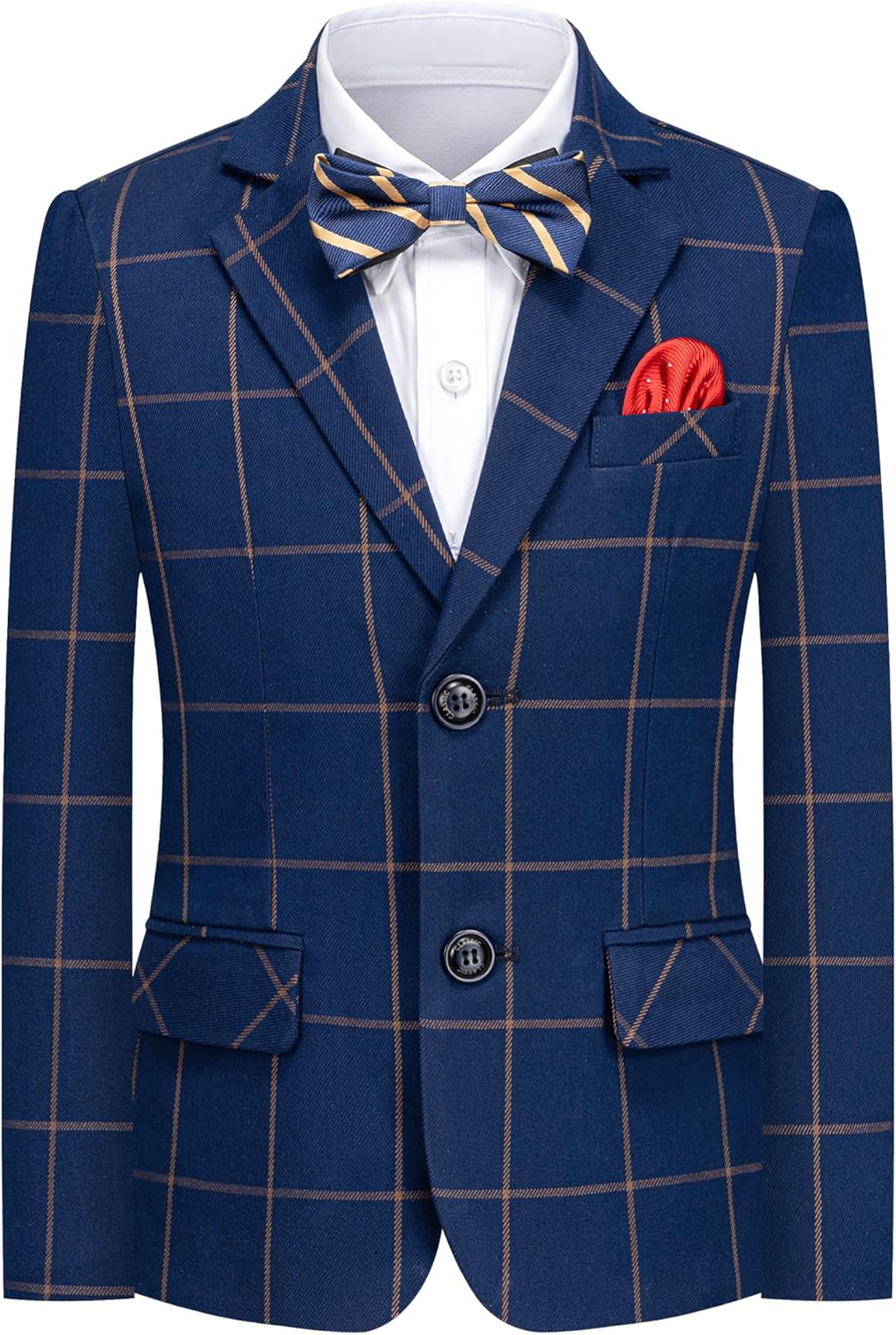 Boys Suits Slim Fit Toddler Formal Plaid Striped Tuxedo Suit Set Kids Wedding Outfit Communion Dress Clothes - Image 2