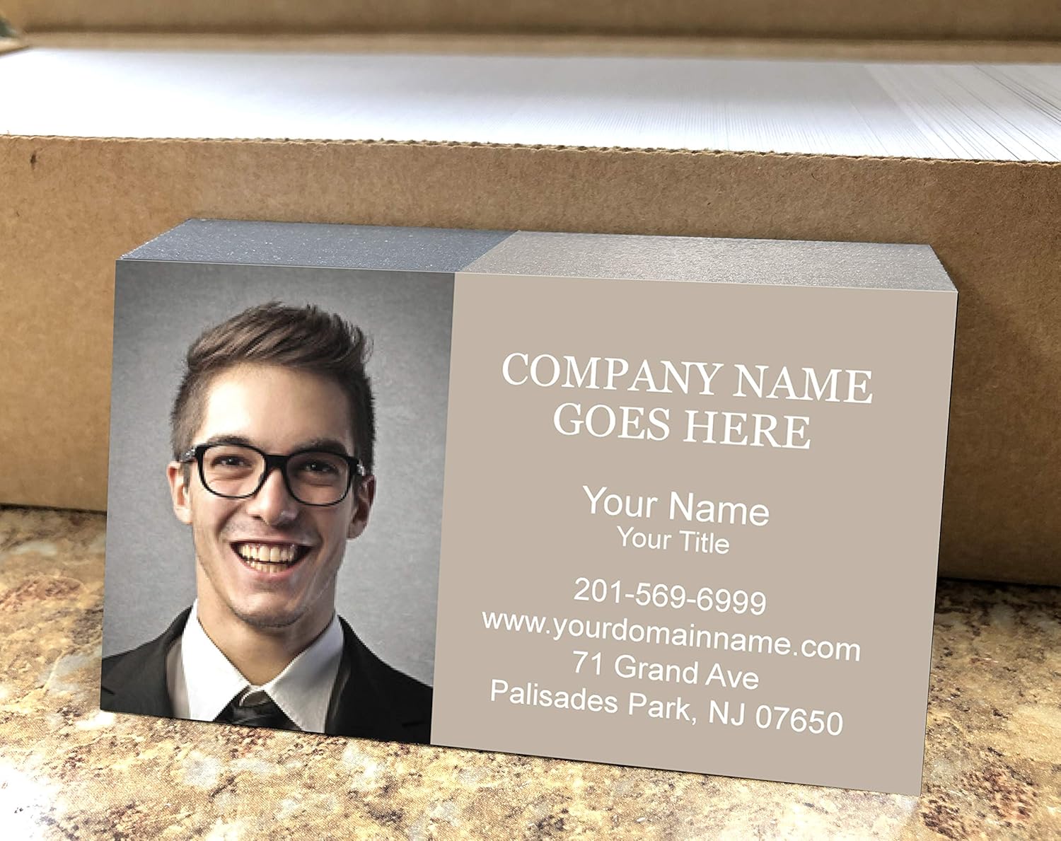 Custom Business Card with Picture or Logo, 2sides Printing, 16pt cover (350gsm-Thick paper), MADE IN U.S.A. (Matte Finishing, Sand)