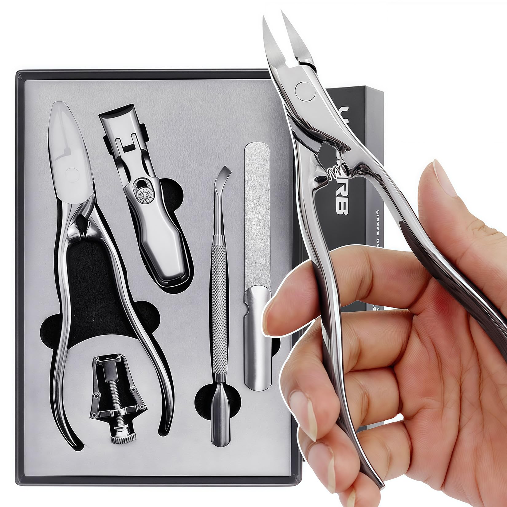 VOGARB Toe Nail Clippers for Seniors Long Handled Toenail Clippers for Men Thick Nails, Large Ergonomic Ultra Sharp Heavy Duty Stainless Steel, 5pcs