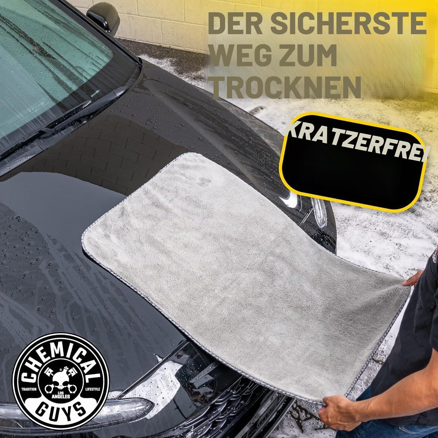 Chemical Guys Woolly Mammoth Mikrofaser Trockentuch 880g/m² Poliertuch Seidenband - Einfassung