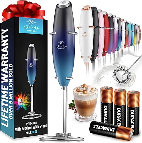 Vista 116 de Zulay Milk Boss Espumador de leche potente manual, hace espuma para latte, batidor para mezclar bebidas, café, miniespumador para capuchino, frappé