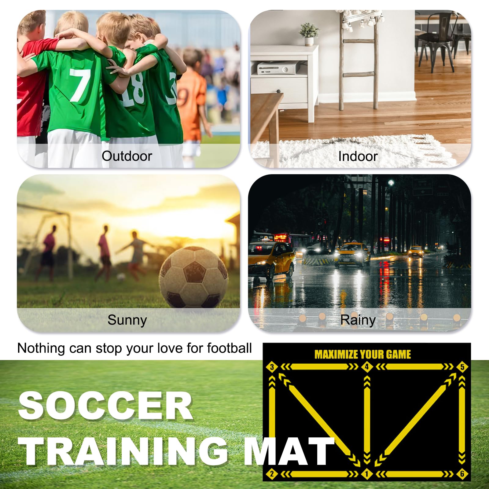 Soccer Training Mat XL 90x60cm for Dribble Ball Control Footwork