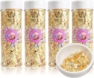 Gold foil Fragments are Suitable for Cake ice Cream, Decorations, Coffee Chocolate and Gilded crafts-8g Gold(2g*4pcs)