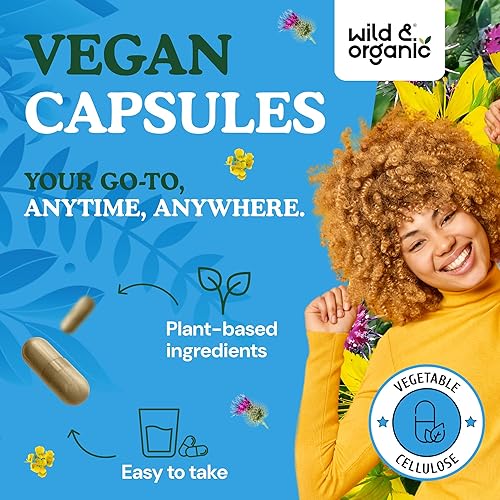 Miniatura 4 de Wild & Organic Cápsulas de desintoxicación de alcohol, fórmula de apoyo al hígado y los riñones, suplemento anti alcohol con cardo mariano, raíz de