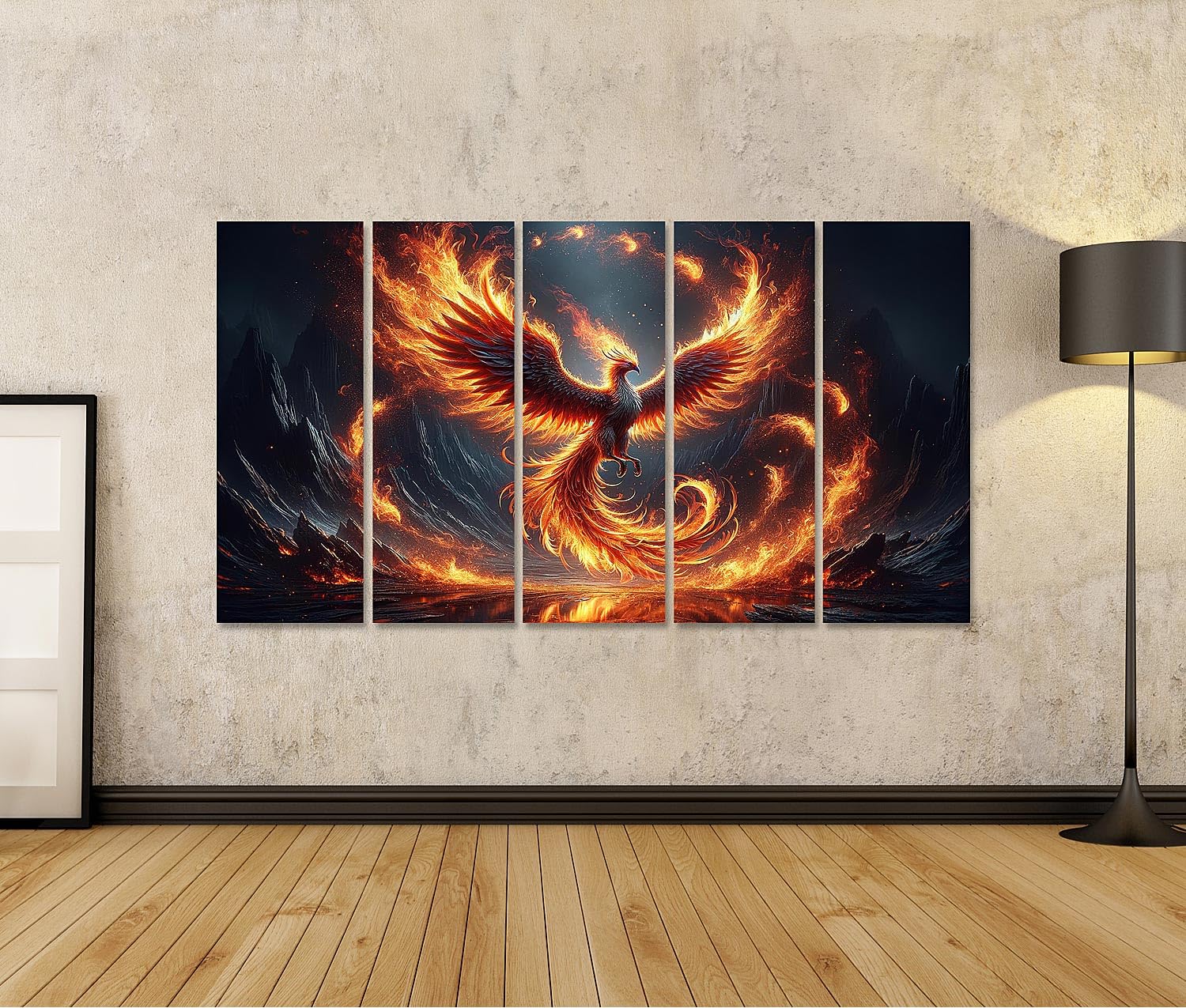 islandburner Mural Fénix Moscas Fuego Ardiente de las Cenizas Criatura Mítica en Lienzo Imágenes Imagen Póster