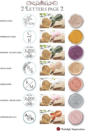 Miniatura 4 de Sello de cera con monograma personalizado de boda con iniciales de pareja para invitaciones de boda, múltiples opciones de diseño, hecho a mano en