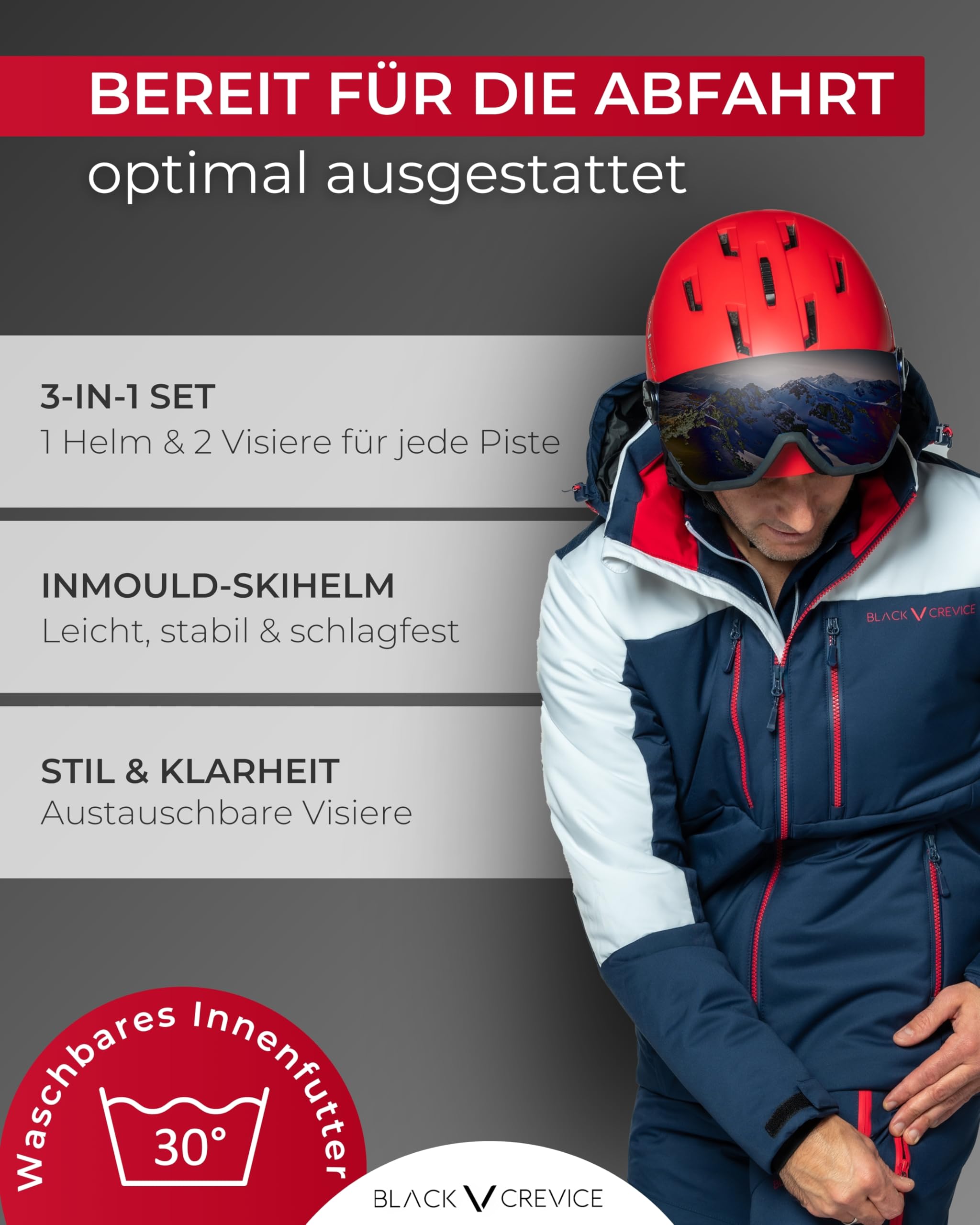 Black Crevice Skihelm Arlberg mit 2 Visier