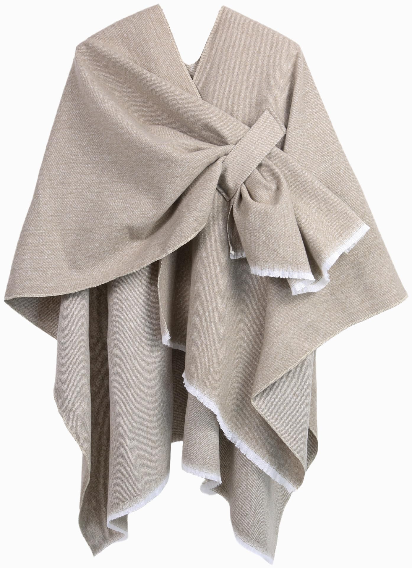Shmily Girl Poncho Femme Tricot Cape Réversible Couverture Elégante Epaule Chaude Echarpe Tricotée Manteau pour Printemps Automne