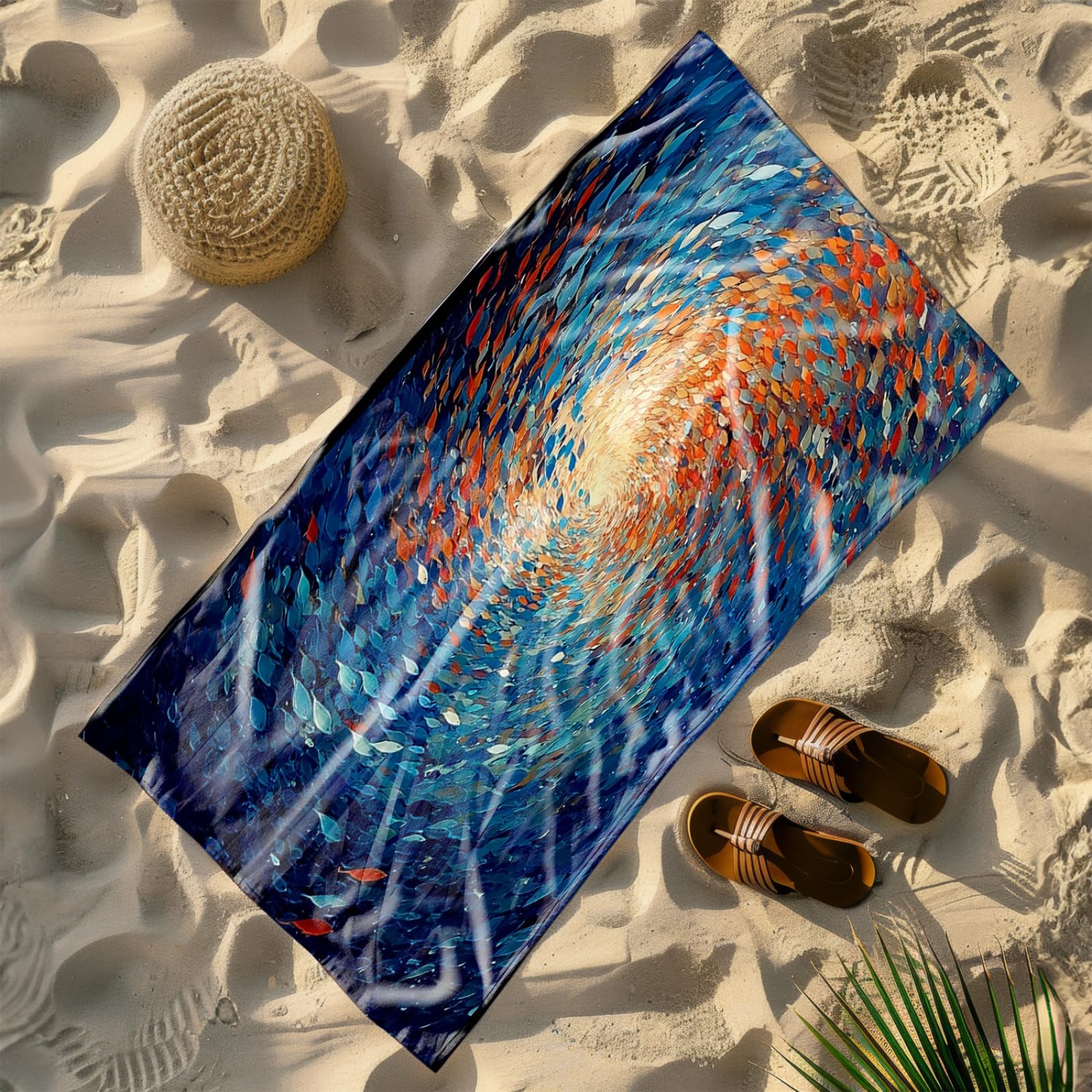 Xxl Microfibre Beach Towel 200X200 Red Fish Vortex Lightweight microfibre beach towel,Sand Free Quick Dry Travel Swim Towel, Sports Towel Yoga Gym for Women Men