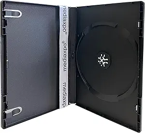 Mediaxpo Standard Black Single Movie DVD Cases 14MM - Clear Wrap Around Sleeve Cover - Convenient Clips - Exceptional Value (Pack of 5)