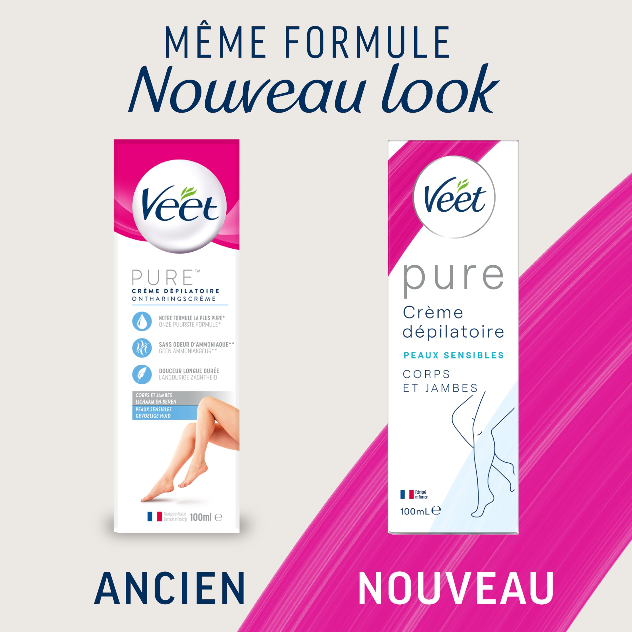 Veet Crema depilatoria Minima – Morbidezza lunga durata dopo la depilazione, pelli sensibili, tubo da 100 ml (confezione da 2)