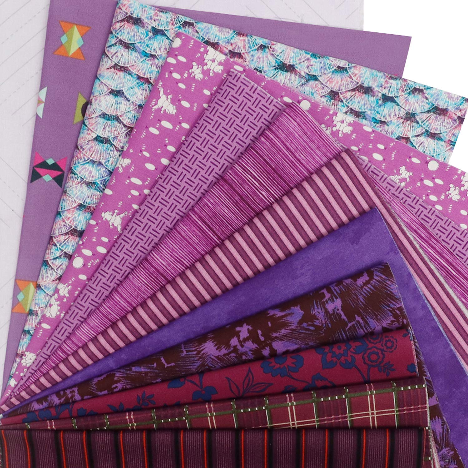 Buy Cottfab 12pcs 100 Cotton Fabric Purple Pattern Eighth Fabric