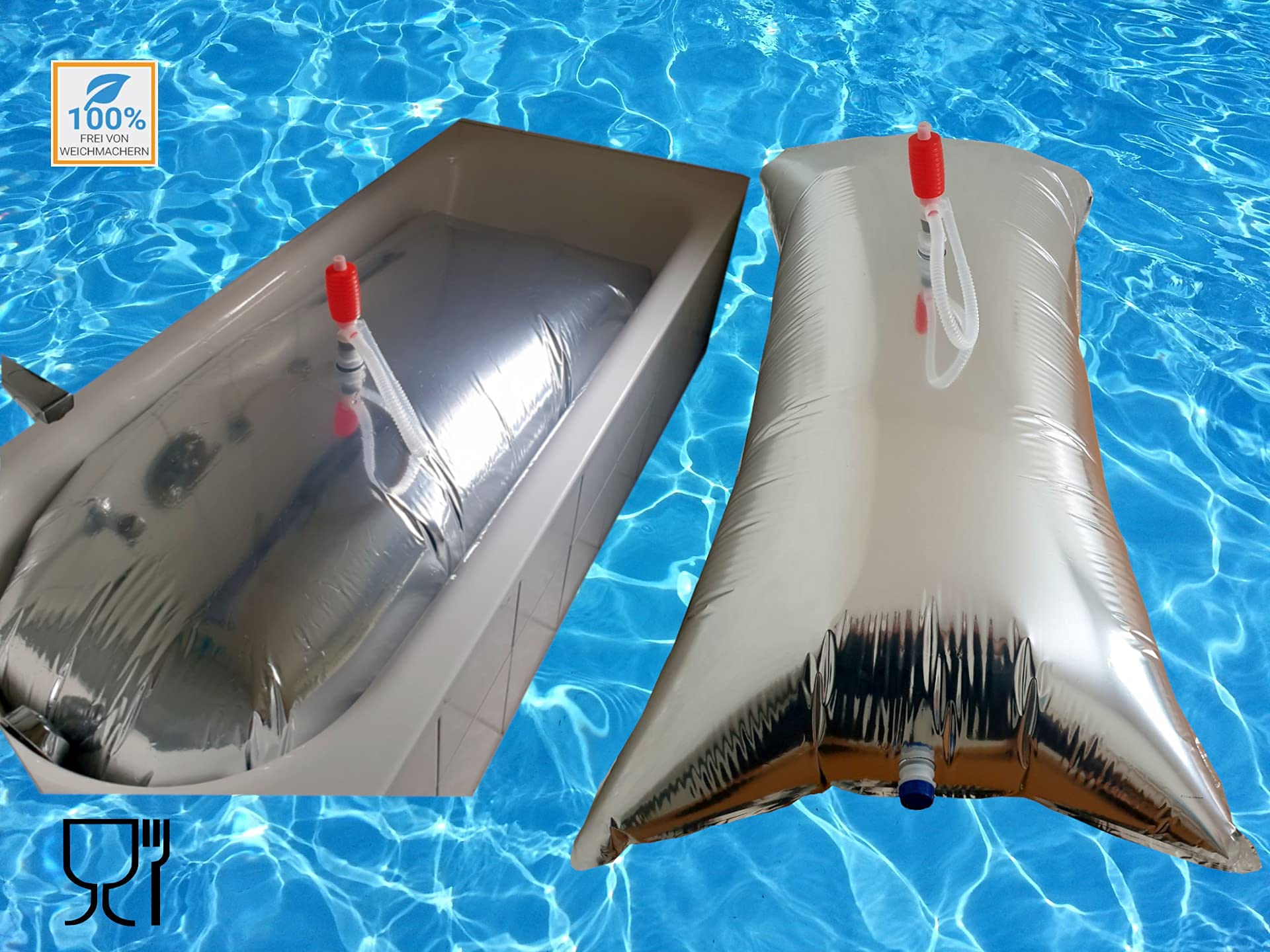 Bolsa de agua, bolsa de agua, 220 litros, preparación de emergencia para la bañera, incluye esterilización de agua.