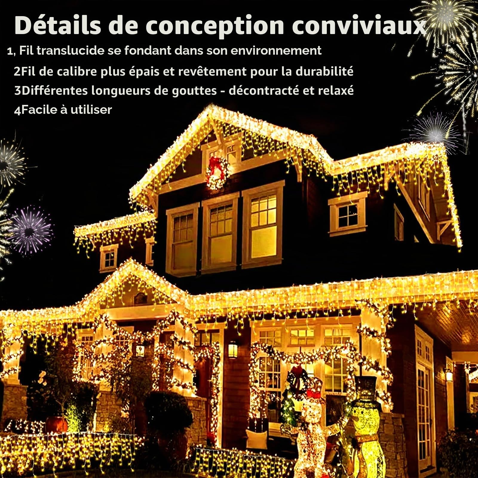 Guirlande Lumineuse Exterieur Solaire, 10 M 336 LEDs Lumineuse éTanches GlaçOns Avec 8 Modes TéLéCommande, Rideaux de Noël Solaire pour Décoration de Jardin, Fête, Noël, Mariage